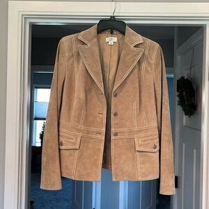 Loft women’s suede jacket. White stitching & detailing. Only worn once!